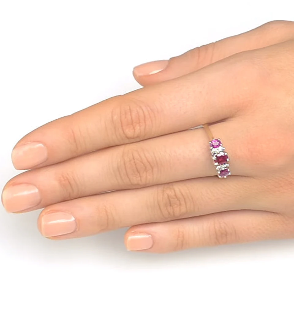 Ruby 0.85ct And Diamond 9K Gold Ring