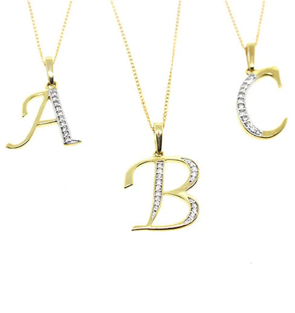 9K Gold Diamond Initial 'A' Necklace 0.05ct