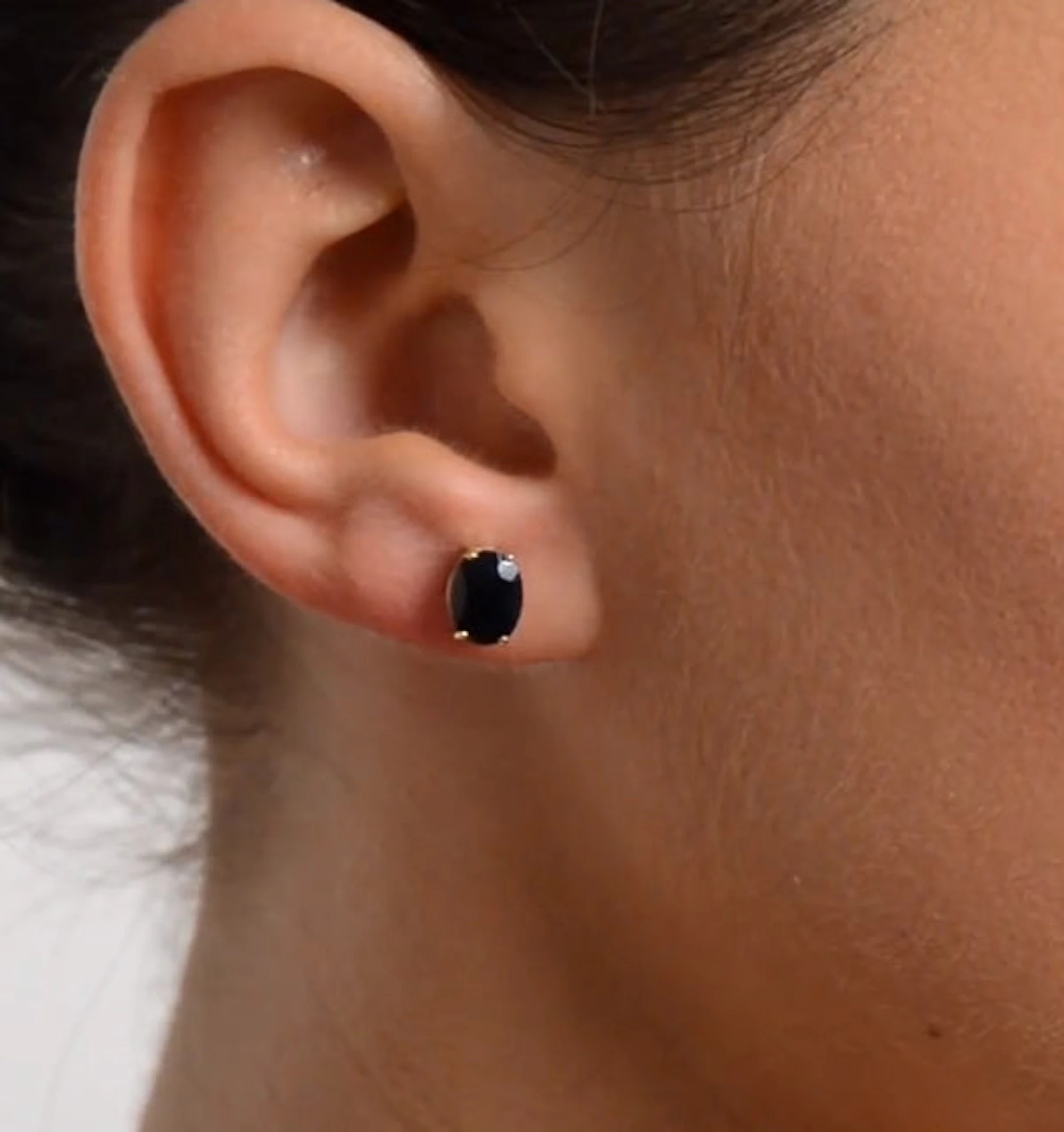 Sapphire 7mm x 5mm 9K Yellow Gold Earrings