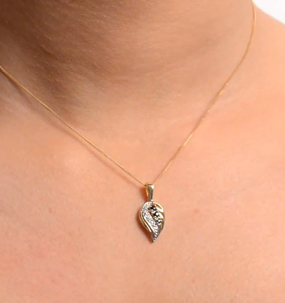Sapphire 9 x 14 mm And Diamond 9K Yellow Gold Pendant Necklace