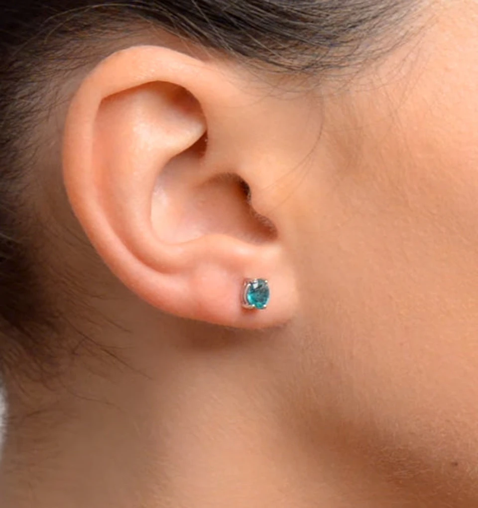 Emerald 5 x 4mm 0.70ct 9K White Gold Earrings