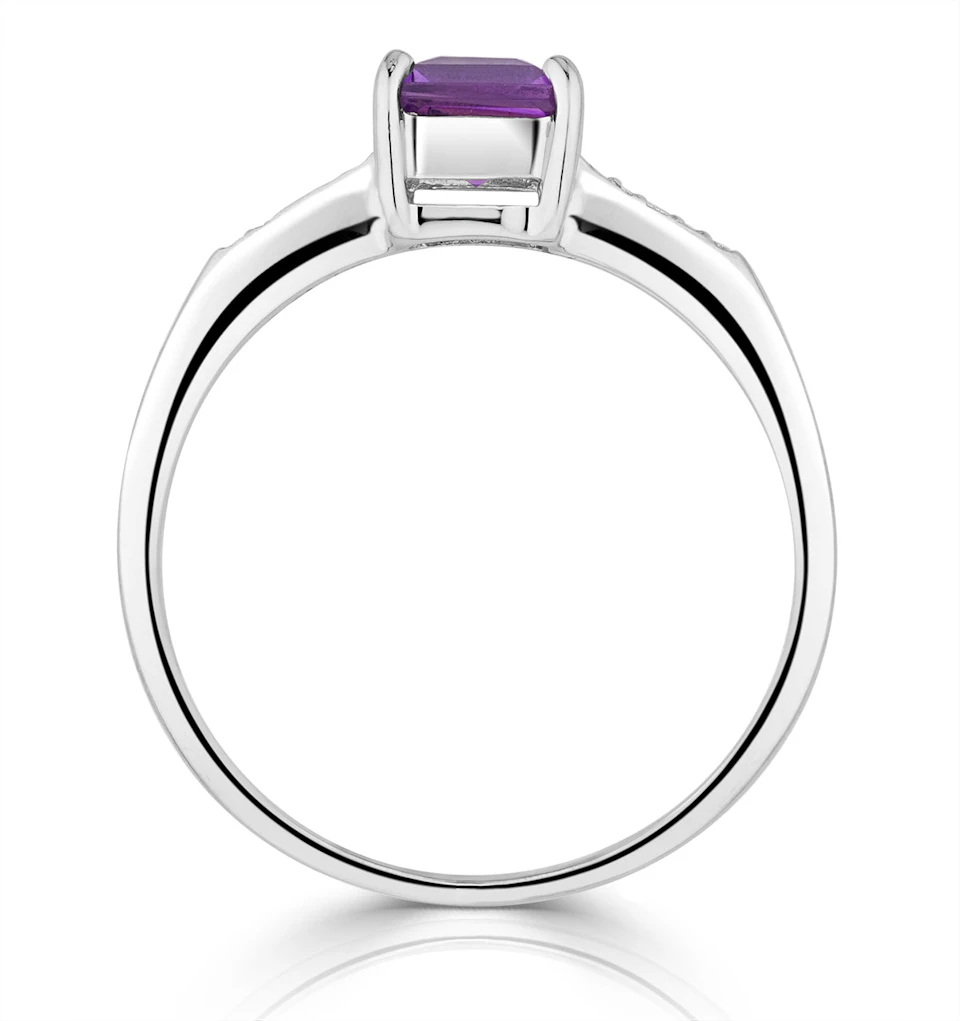 Amethyst 0.63ct And Diamond 9K White Gold Ring