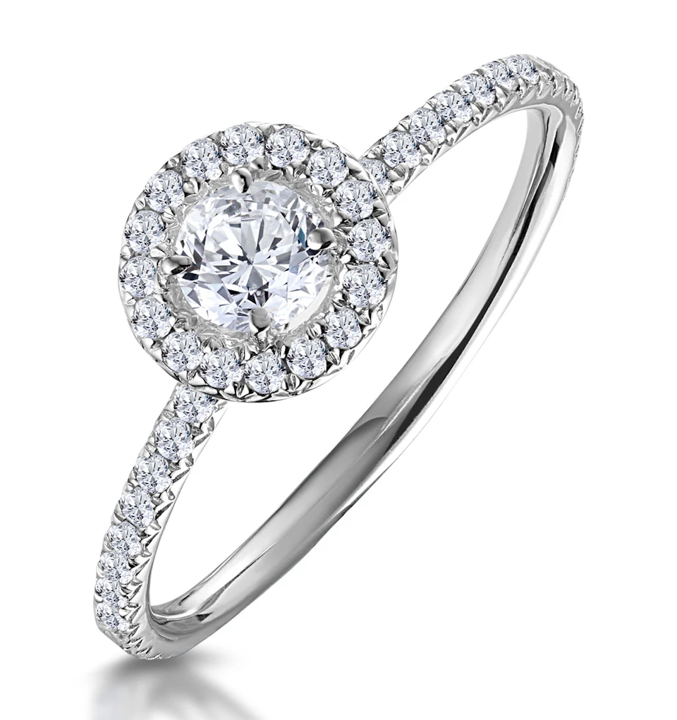 Ella Halo Lab Diamond Engagement Ring 0.55ct in 9K White Gold