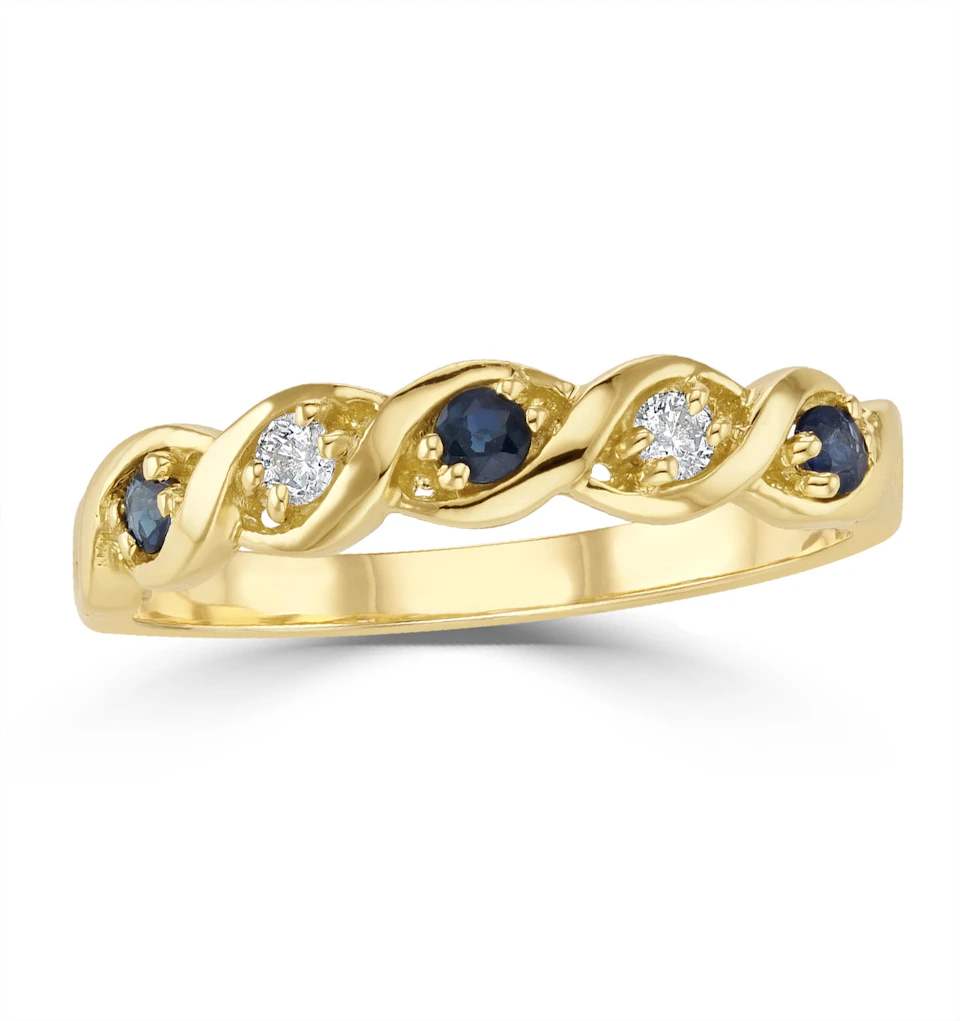 Sapphire 2.25 x 2.25mm And Diamond 18K Gold Ring
