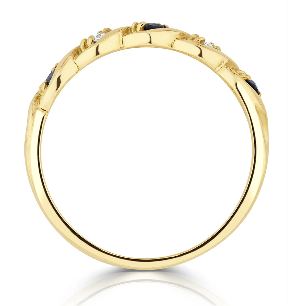 Sapphire 2.25 x 2.25mm And Diamond 9K Gold Ring