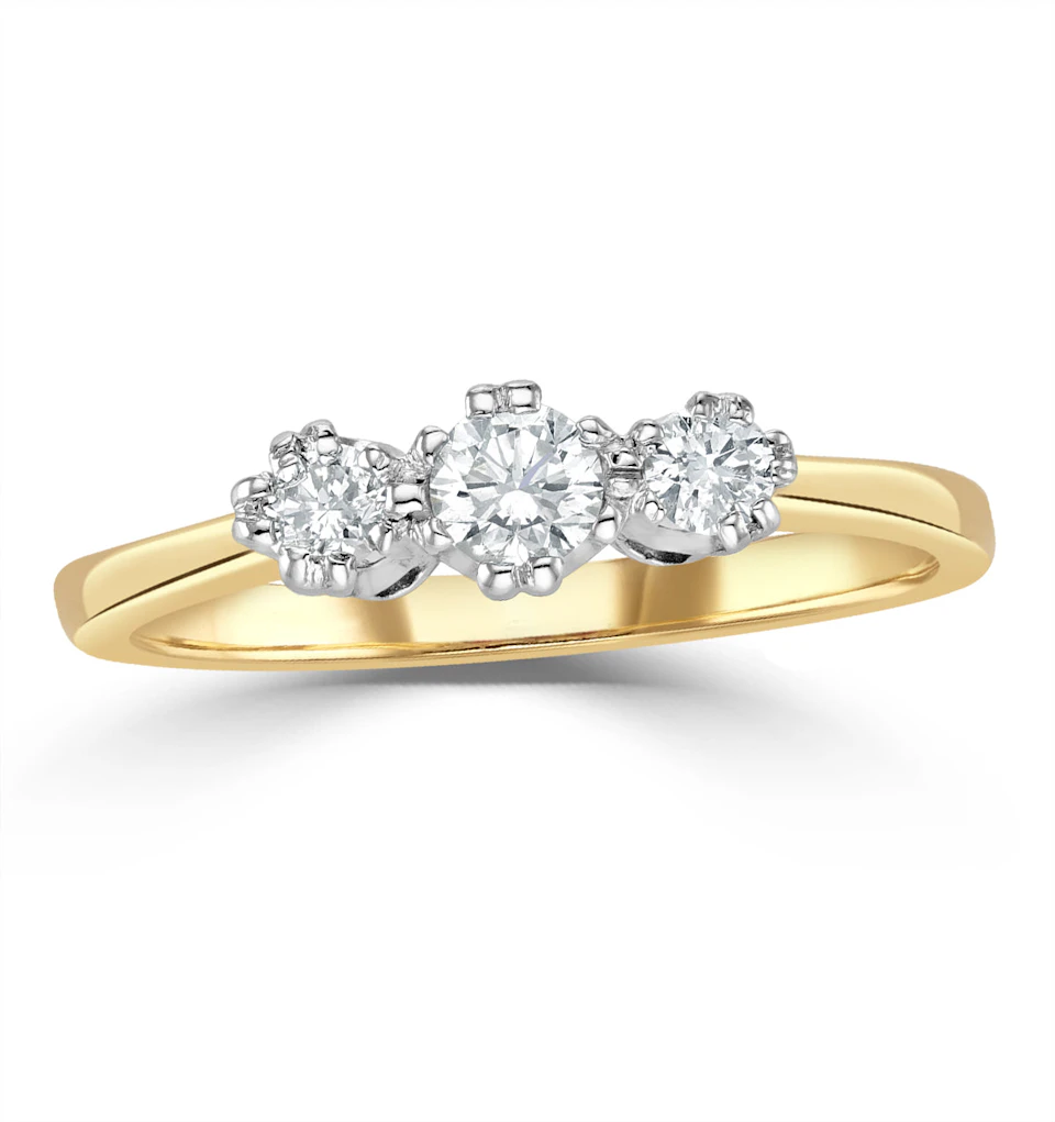 Emily 18K Gold 3 Stone Diamond Ring 0.33CT