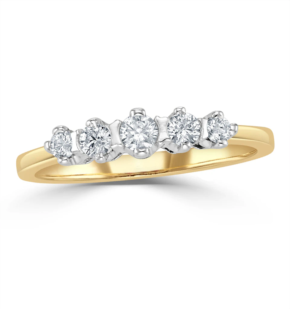 Grace 18K Gold 5 Stone Diamond Eternity Ring 0.33CT H/SI