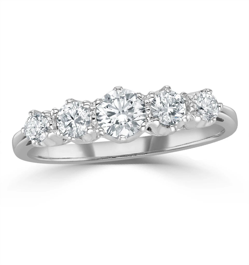 Grace 18K White Gold 5 Stone Diamond Eternity Ring 0.75CT PK