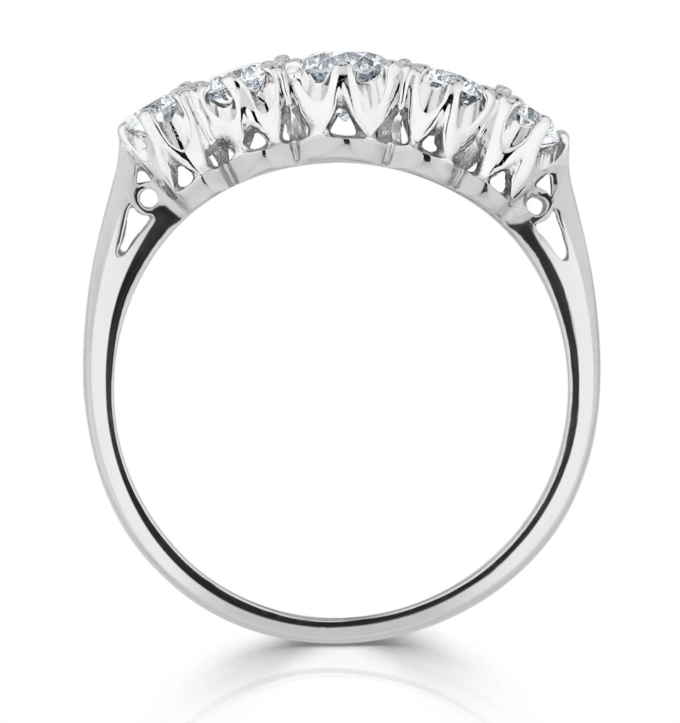 Grace 18K White Gold 5 Stone Diamond Eternity Ring 0.75CT G/VS