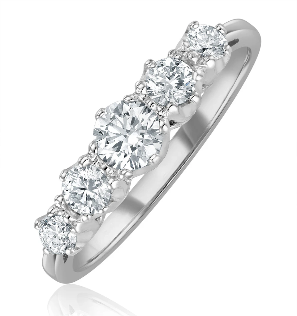 Grace 18K White Gold 5 Stone Diamond Eternity Ring 0.75CT G/VS