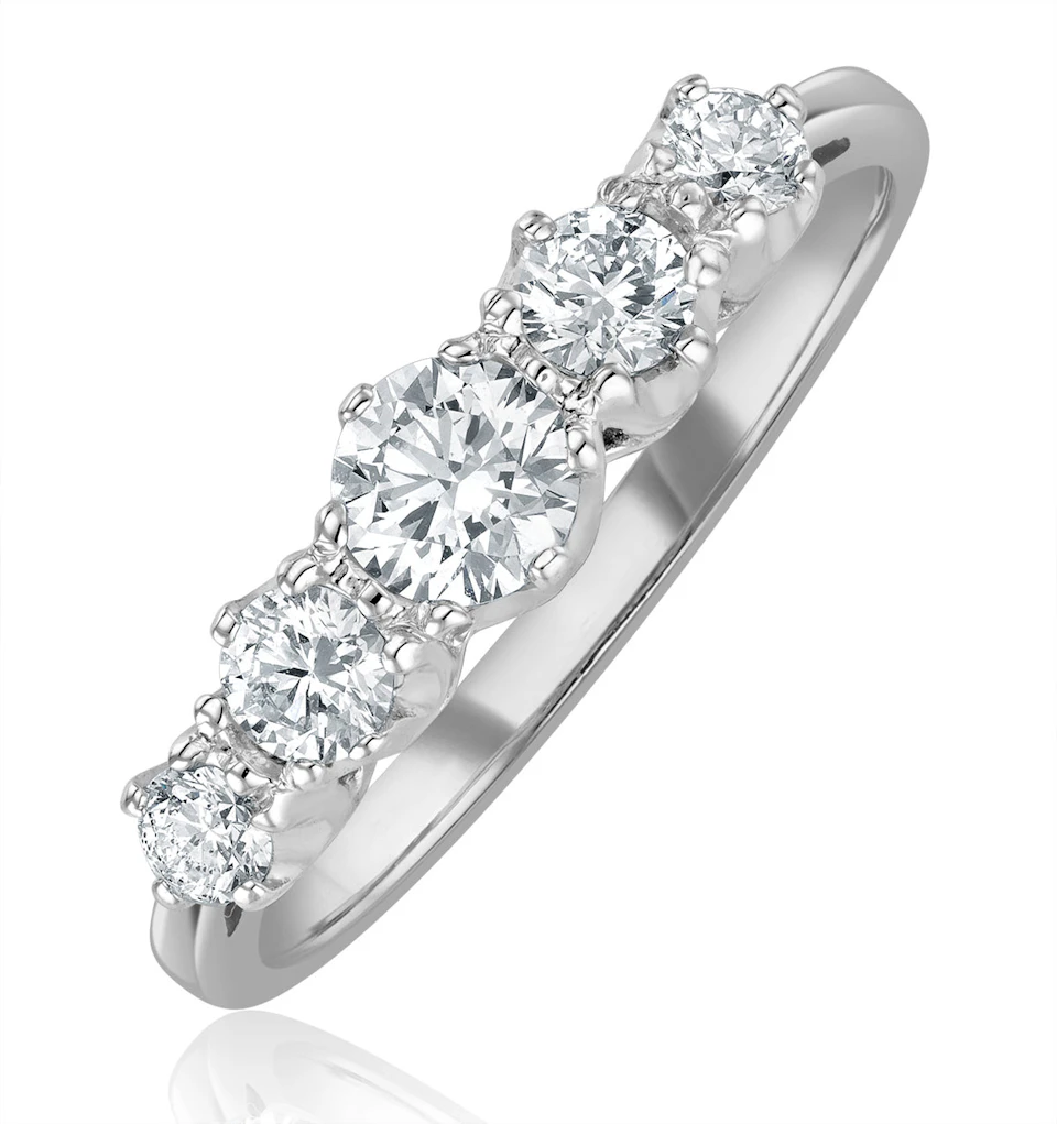 Grace 18K White Gold 5 Stone Diamond Eternity Ring 0.75CT PK