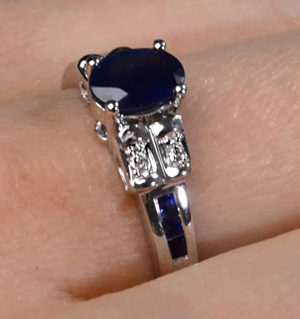 Sapphire 1.25ct And Diamond 9K White Gold Ring