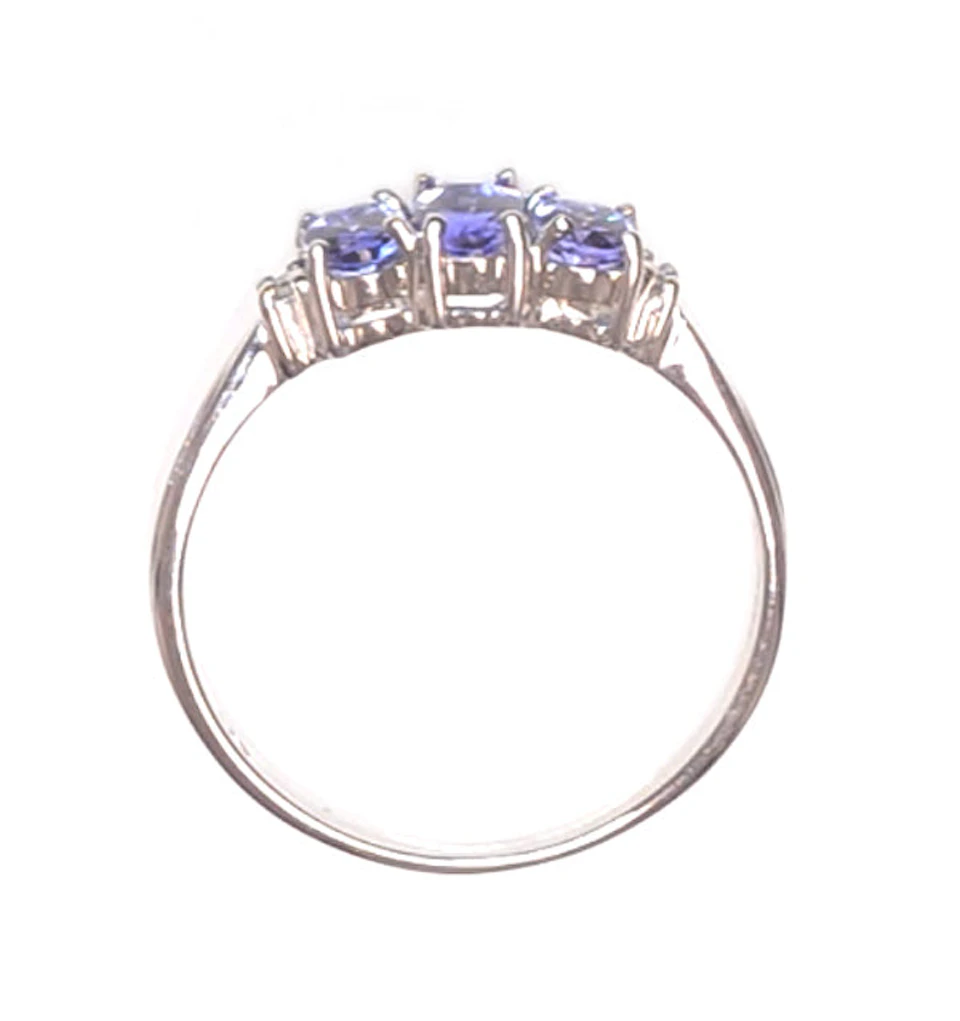 Tanzanite 0.59CT And Diamond 9K White Gold Ring