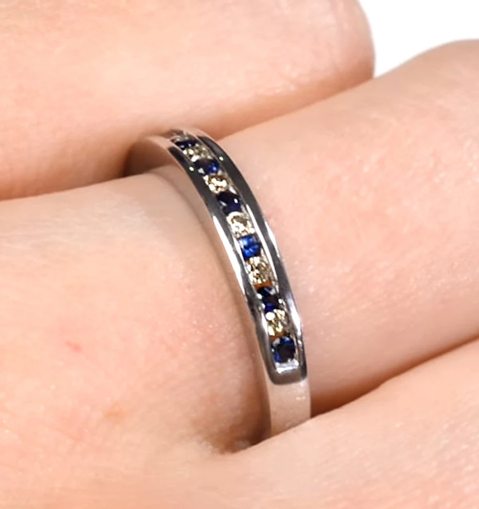 Sapphire 0.12ct And Diamond 9K White Gold Ring