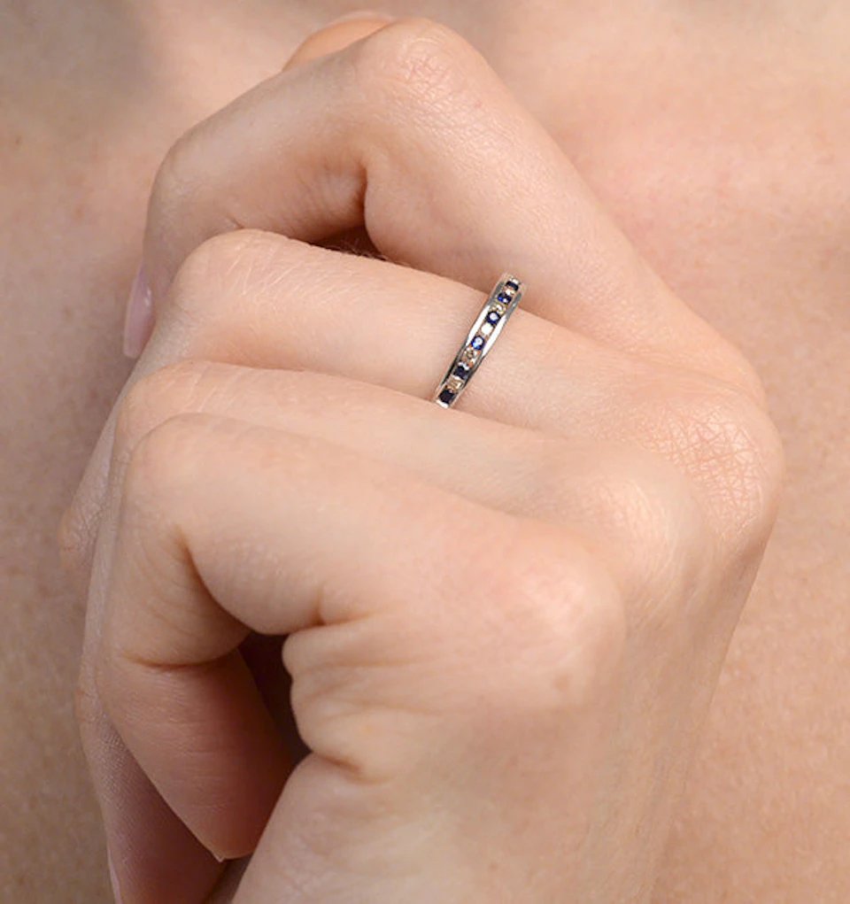 Sapphire 0.12ct And Diamond 9K White Gold Ring
