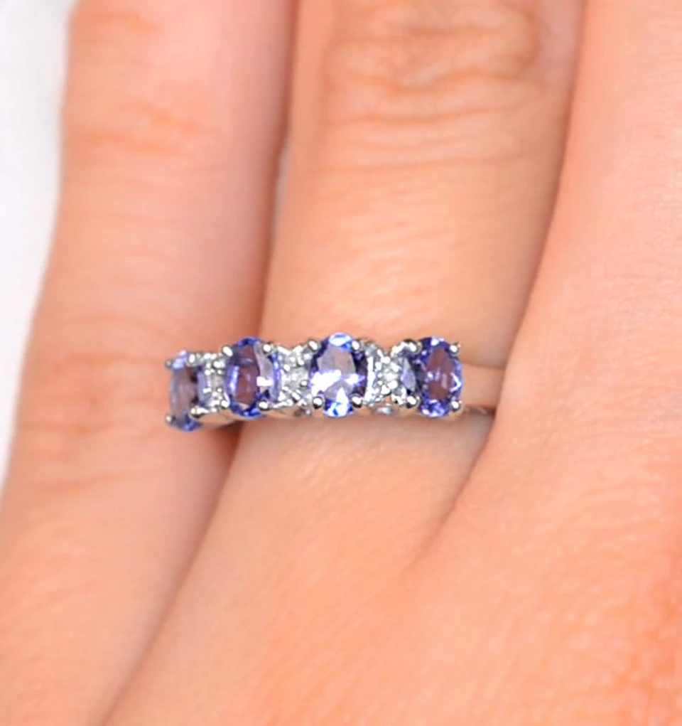 Tanzanite 0.76CT And Diamond 9K White Gold Ring