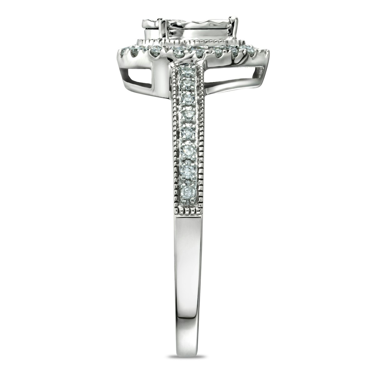 Masami Pear Shaped Pave Diamond Engagement Ring 0.15ct 9K White Gold