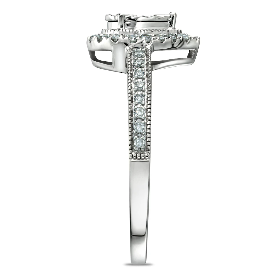 Masami Pear Shaped Pave Lab Diamond Engagement Ring 0.15ct 925 Sterling Silver