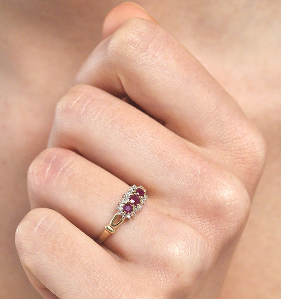 Ruby 0.34ct And Diamond 9K Gold Ring