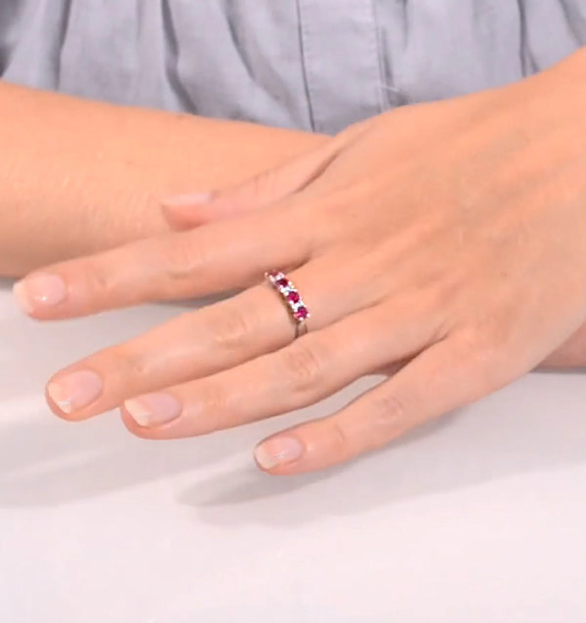 Ruby 0.66ct And Diamond 9K White Gold Ring