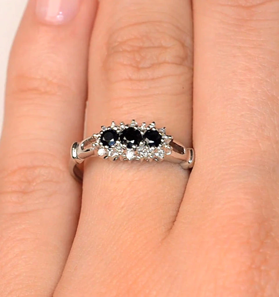 Sapphire 0.34ct And Diamond 9K White Gold Ring