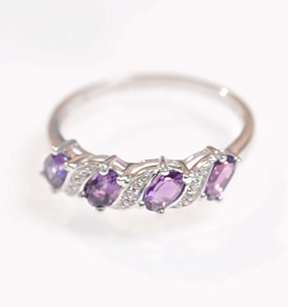 Amethyst 0.74ct And Diamond 9K White Gold Ring