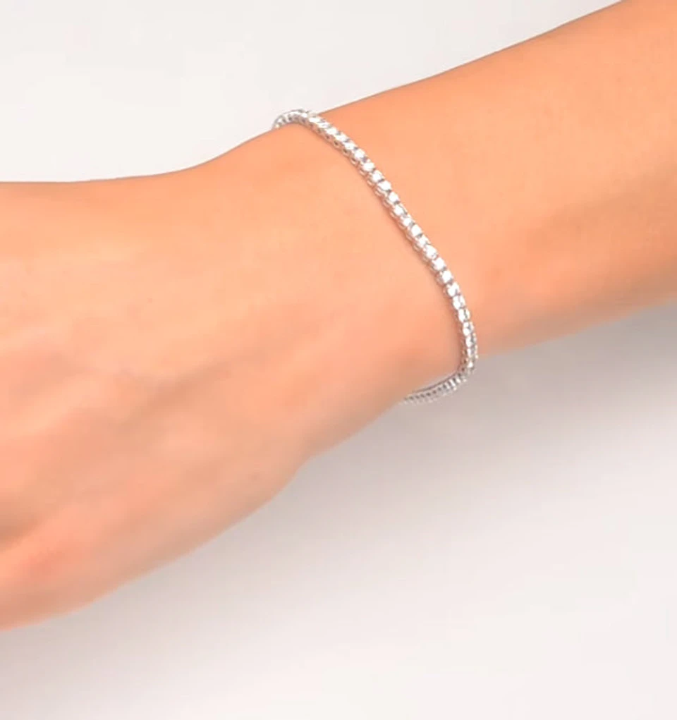 Chloe Lab Diamond Tennis Bracelet 3.00ct G/VS Set in 18K White Gold