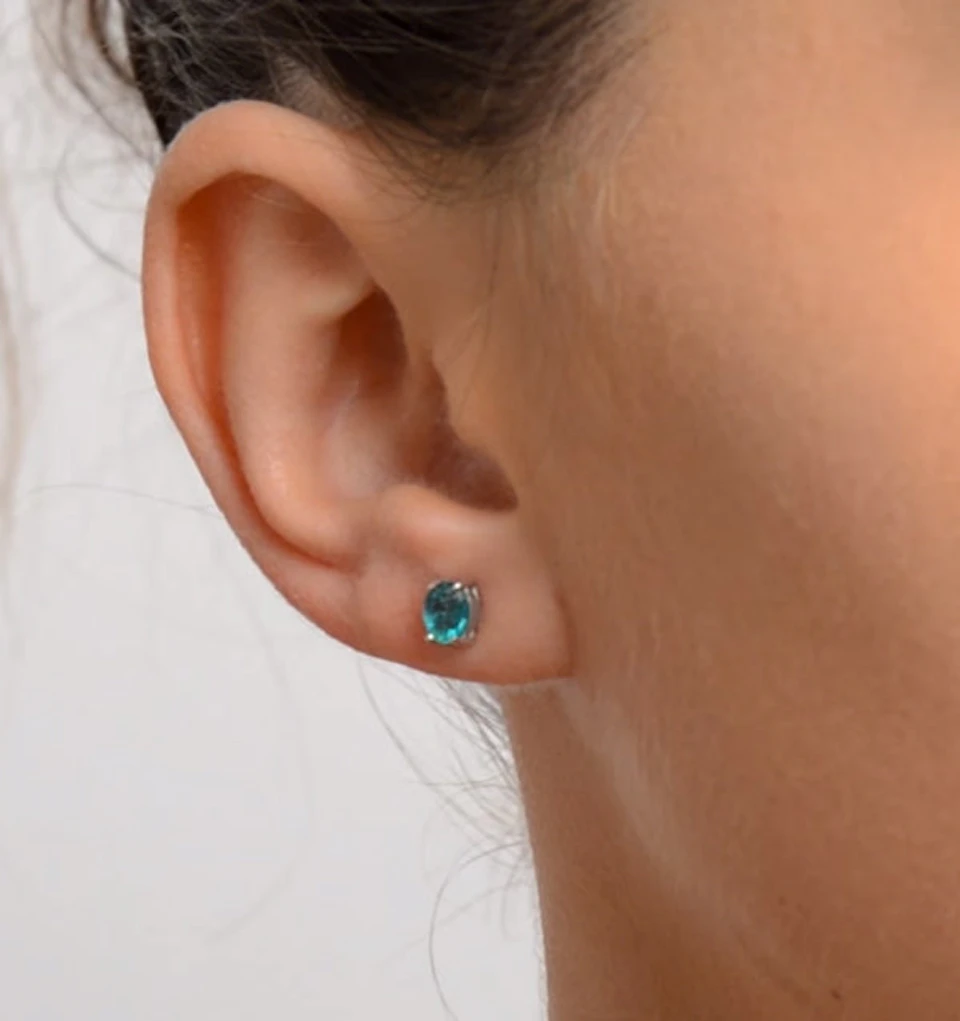 Emerald 5 x 4mm 0.64ct 18K White Gold Earrings