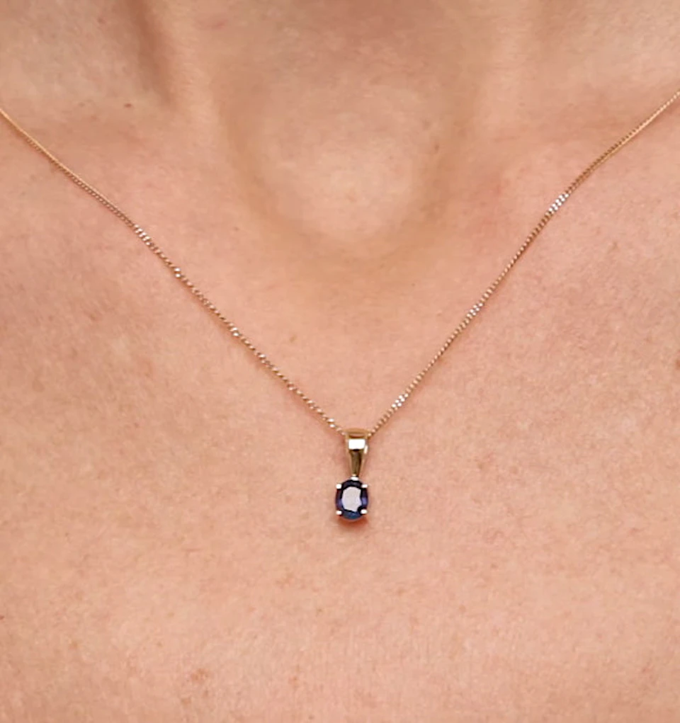 Sapphire 5 x 4 mm 18K Yellow Gold Pendant Necklace