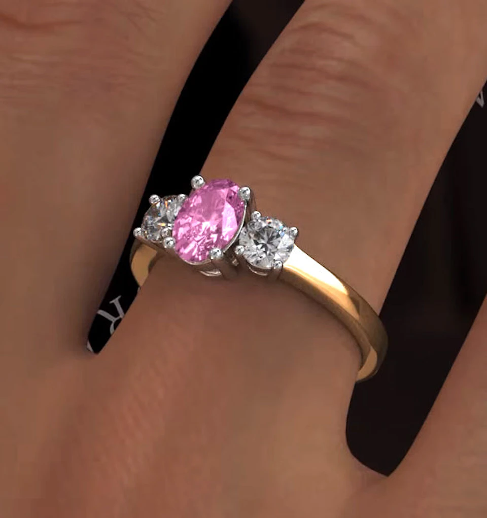 18K Gold 0.50ct H/Si Lab Diamonds G/Vs and 1.00ct Pink Sapphire Ring