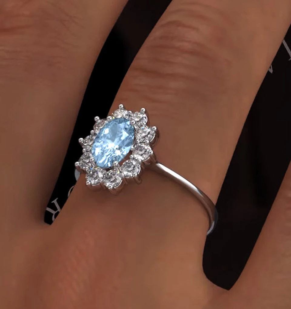 Aquamarine 0.70ct and Diamond 0.50ct 18K White Gold Ring FET25-CY
