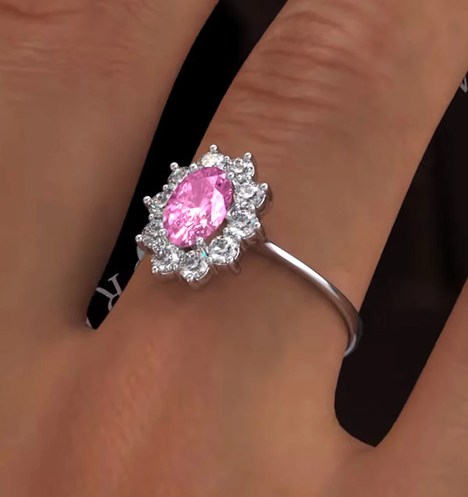 18K White Gold 0.50ct Diamond and 1.05ct Pink Sapphire Ring