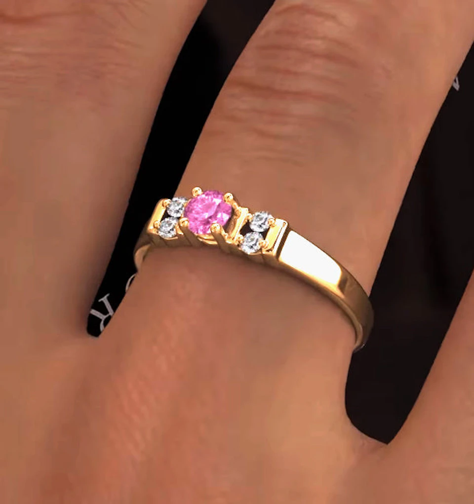 18K Gold Diamond and Pink Sapphire Ring 0.10ct