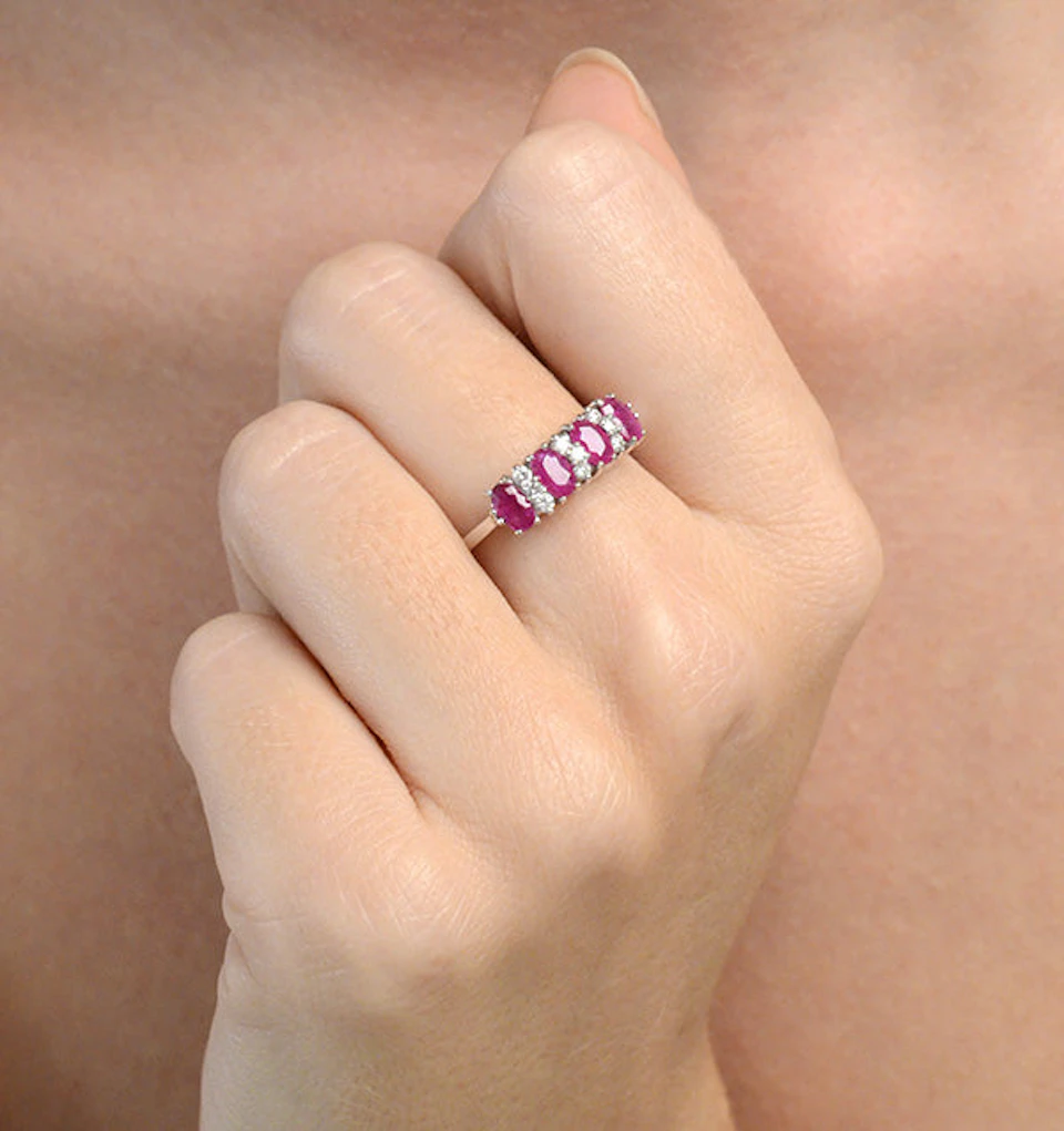 Ruby 1.12ct And Diamond 18K White Gold Ring