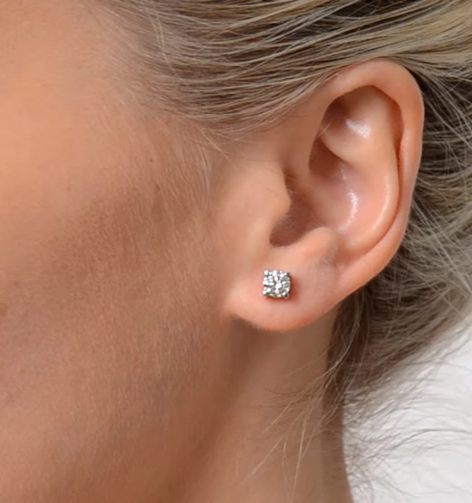 Lab Diamond Studs Earrings 1.00ct F/VS Quality in 9K White Gold - 5.2mm F/VS