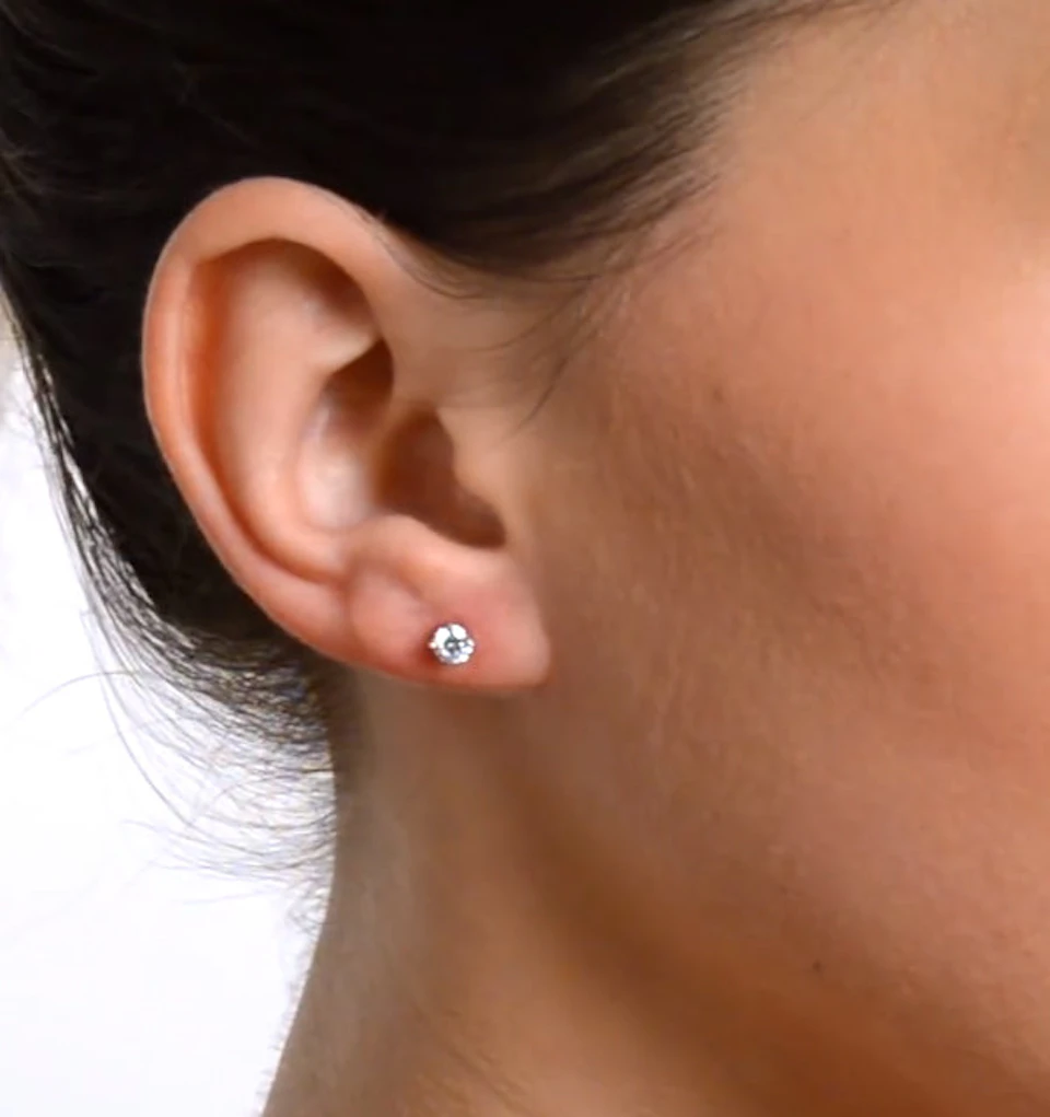 Diamond Earrings 0.40CT Studs H/SI Quality in 18K White Gold - 3.8mm