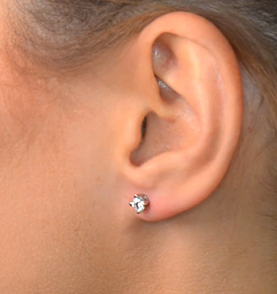 Diamond Earrings 0.50CT Studs H/SI Quality in 18K White Gold - 4.1mm