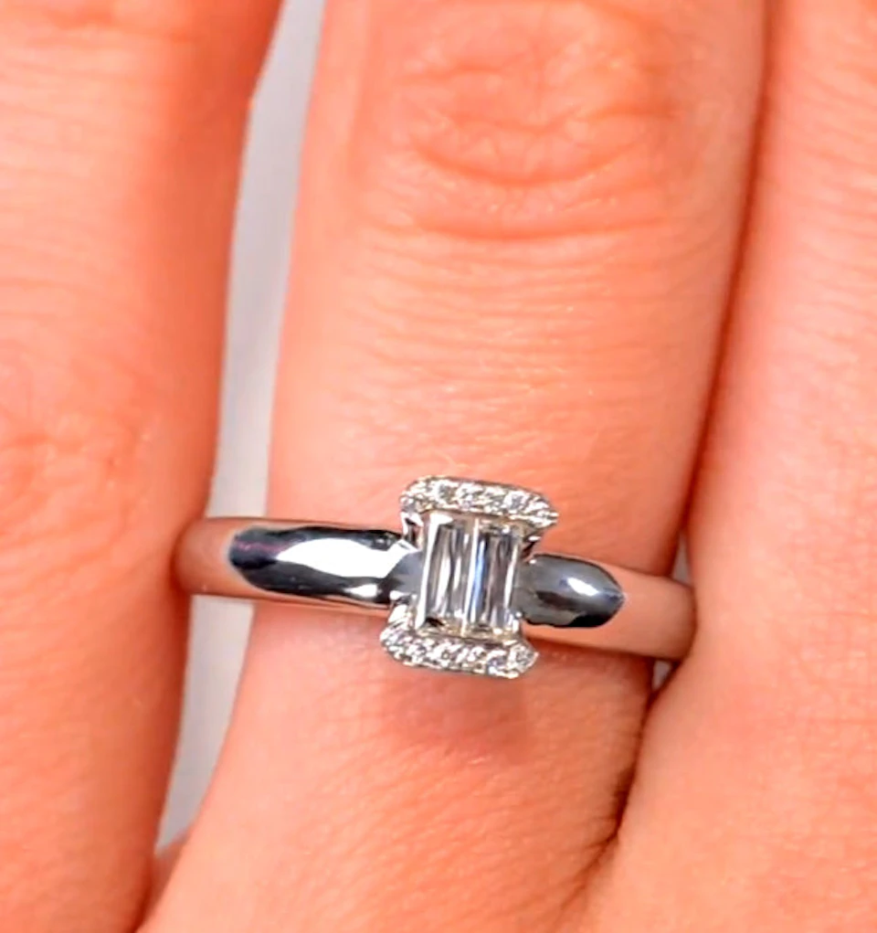 0.30ct Ideal Prince Cut Diamond and 18K White Gold H/SI Ring - SIZE K