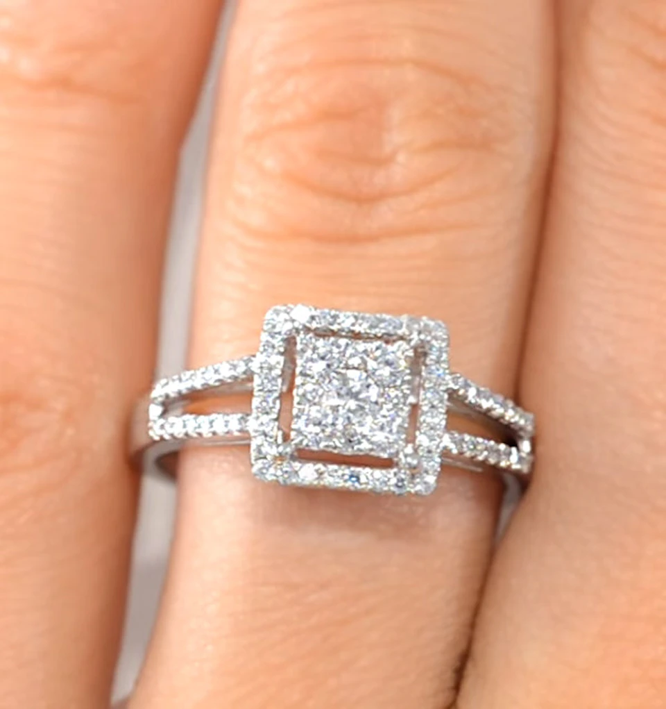 Halo Engagement Ring Galileo 0.50ct of Lab Diamonds in 9K Gold