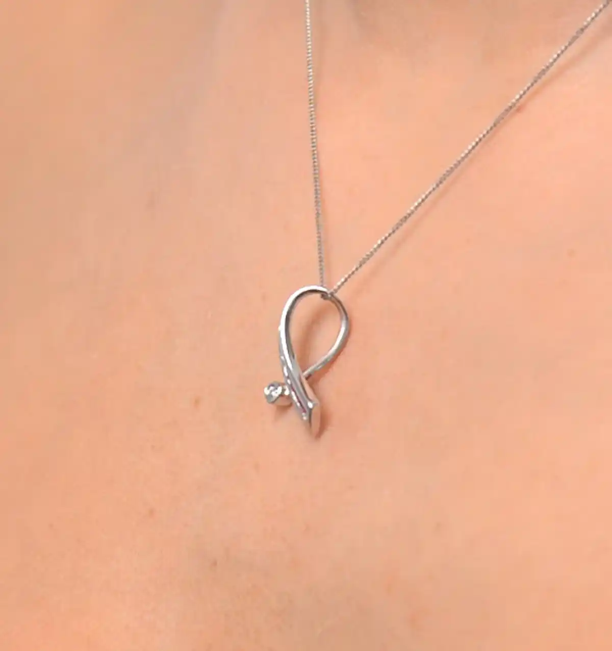 Ruby 0.33CT And Diamond 9K White Gold Ribbon Pendant Necklace