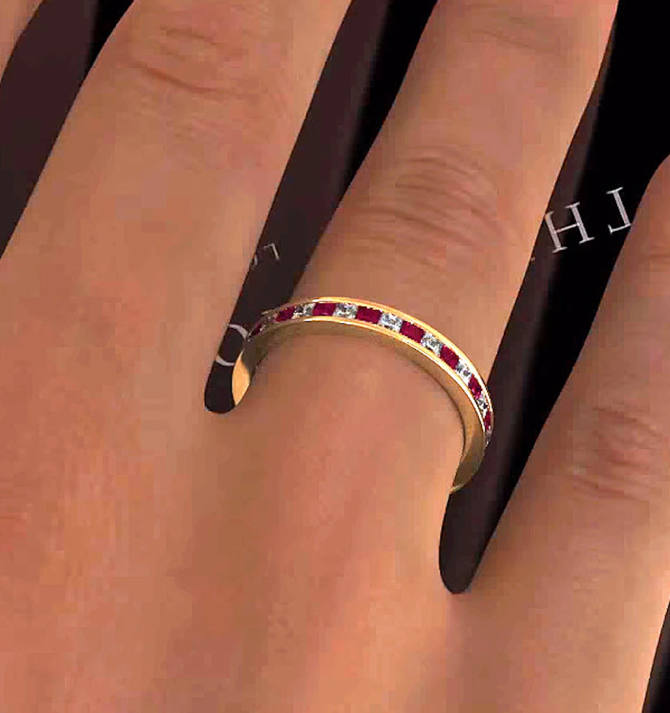 Eternity Ring Lauren Diamonds G/VS and Ruby 1.10CT in 18K Gold