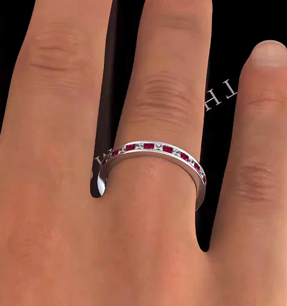 Eternity Ring Lauren Diamonds G/VS and Ruby 1.10CT - 18K White Gold