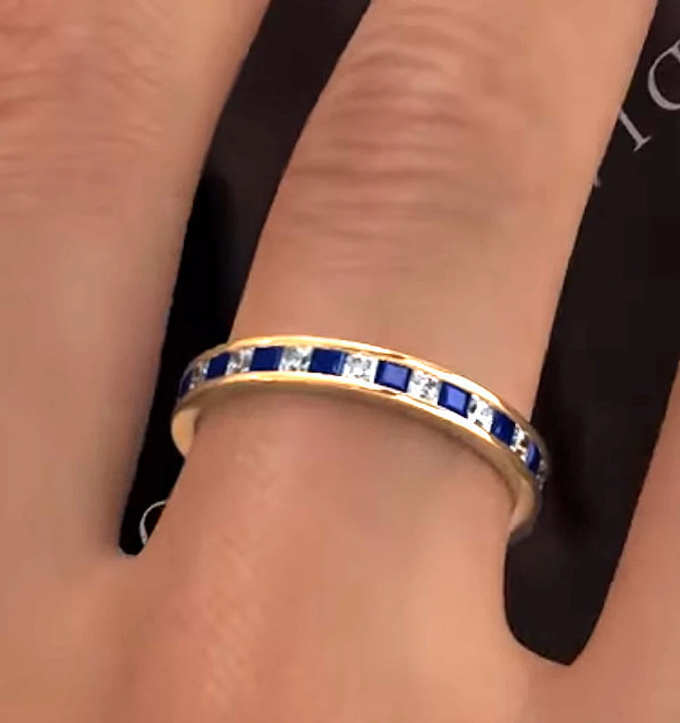 Eternity Ring Lauren Diamonds H/SI and Sapphire 1.20CT in 18K Gold