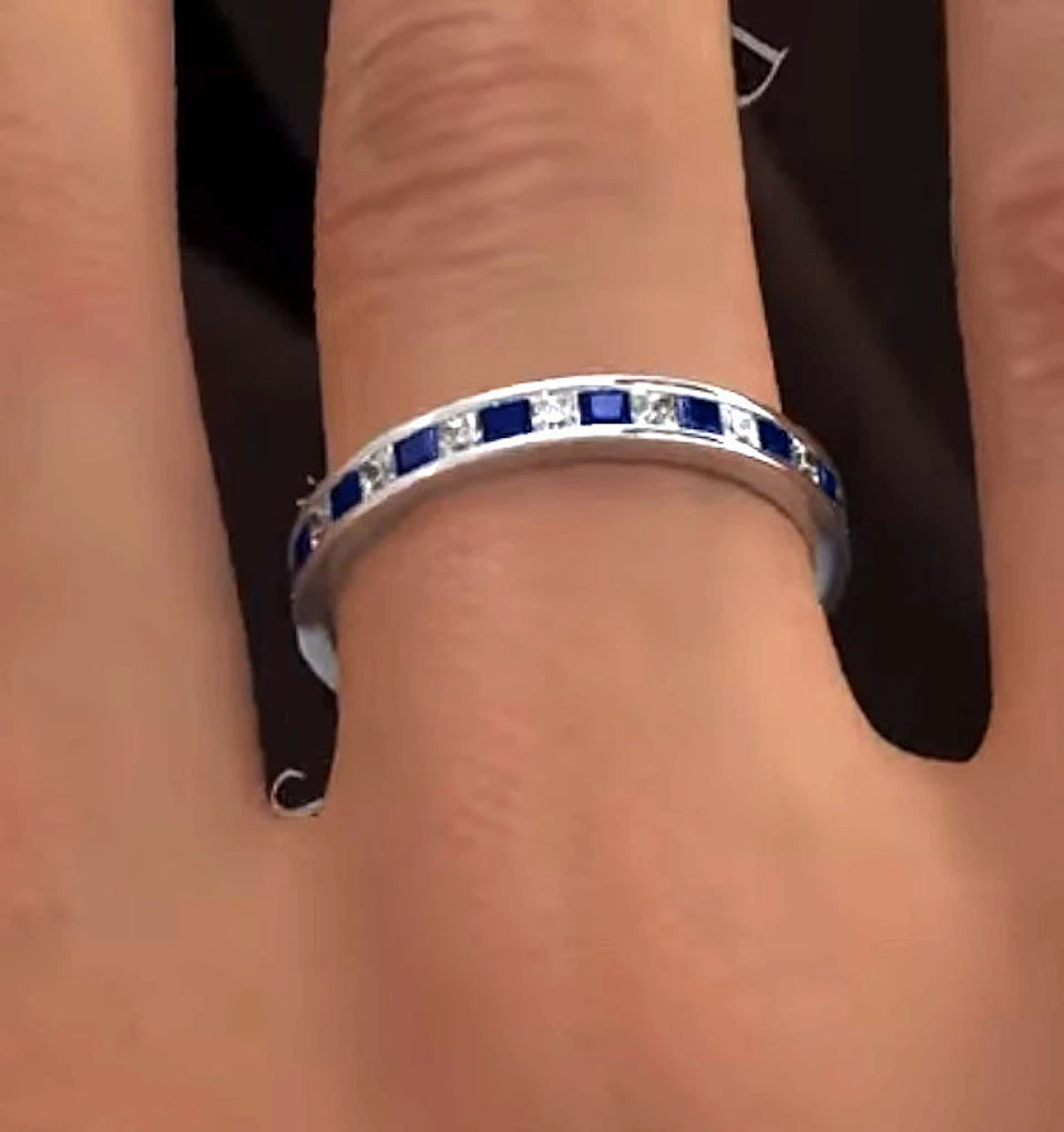 Eternity Ring Lauren Diamonds H/SI and Sapphire 1.20CT -Platinum