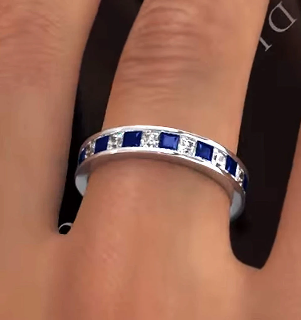 Eternity Ring Lauren Diamonds G/VS and Sapphire 2.30CT -18K White Gold
