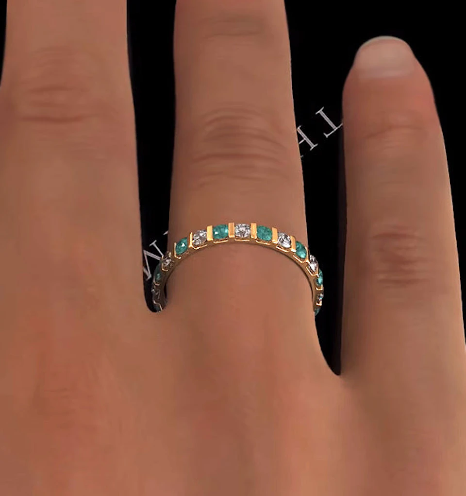 Hannah 18K Gold Emerald 0.70ct and H/SI 2CT Diamond Eternity Ring