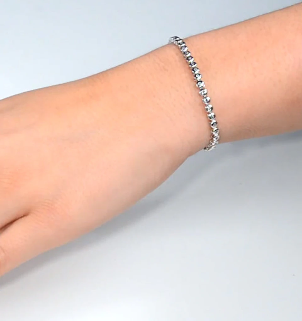 1ct Lab Diamond Tennis Bracelet Rub Over Style in 925 Sterling Silver