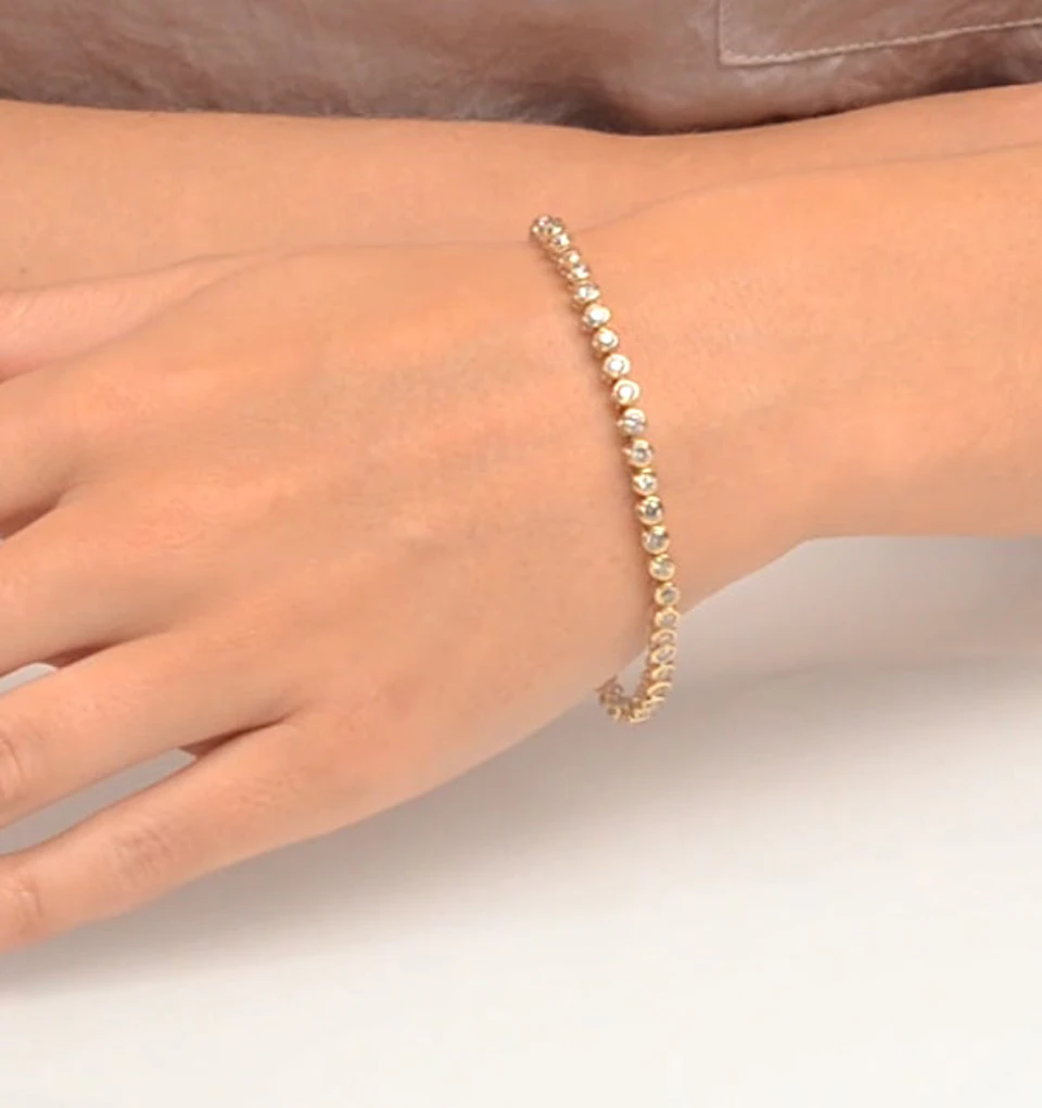 Diamond Tennis Bracelet Rubover Style 4.00ct 9K Yellow Gold