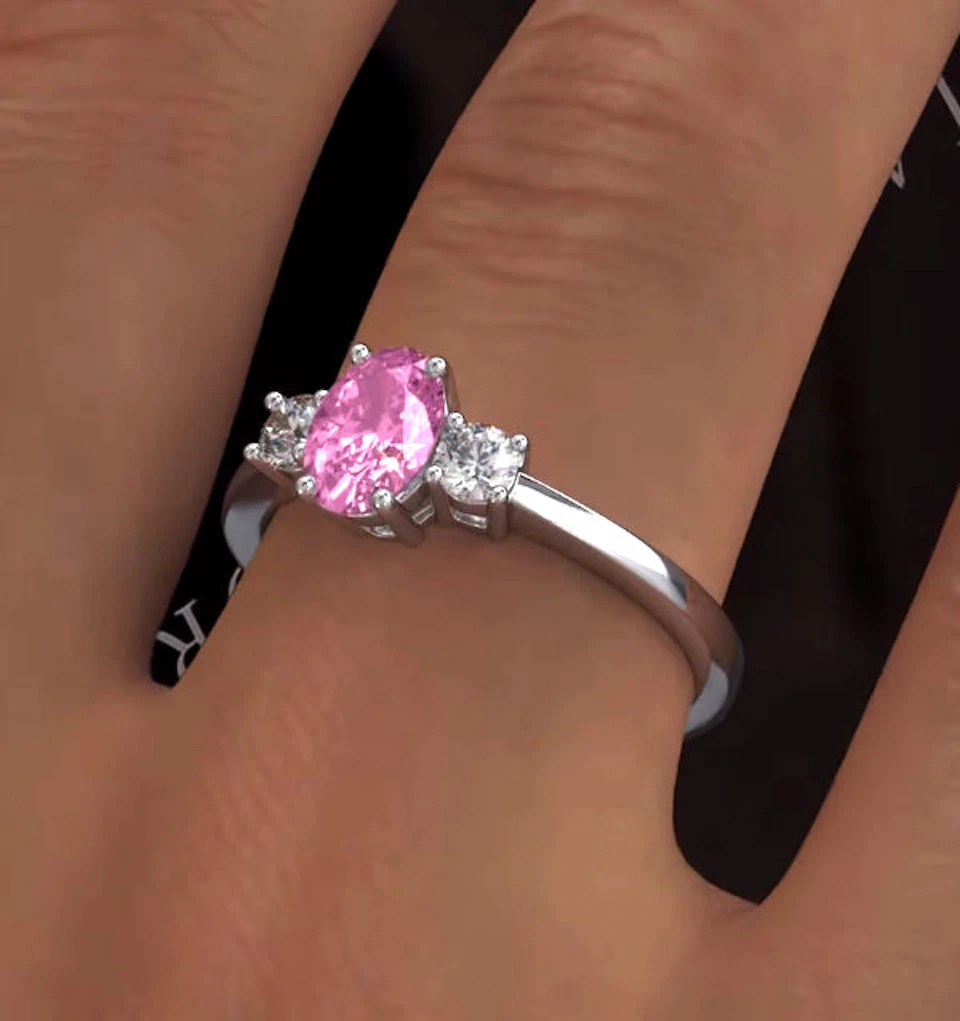 18K White Gold Diamond Pink Sapphire 0.85ct Ring