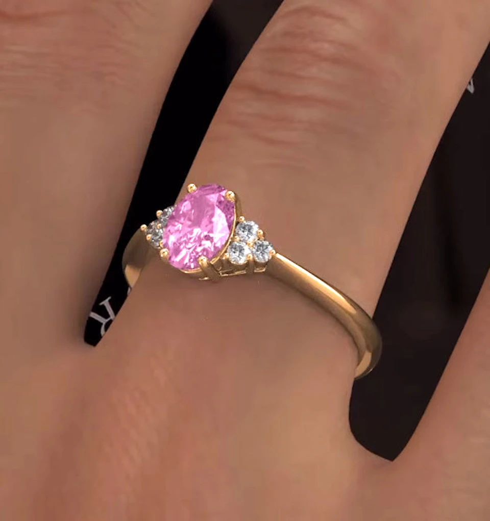 18K Gold 0.85ct Pink Sapphire and 0.12ct Diamond Ring